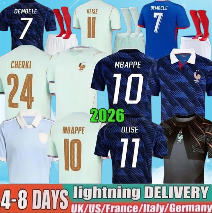 french soccer jersey 26 27 MBAPPE BARCOLA OLISE EKITIKE 2026 DEMBELE Maillots de football shirt equipement de foot Men kids kit enfants France 120TH RUGBY World Cup
