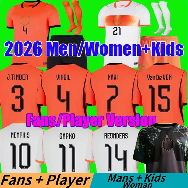 2026 Netherlands Soccer Jerseys MEMPHIS GAKPO EMEGHA XAVI AKE VIRGIL GRAVENBERCH F. DE JONG DE LIGT J.TIMBER REIJNDERS VAN DE VEN Dutch Holland Football shirt kids set