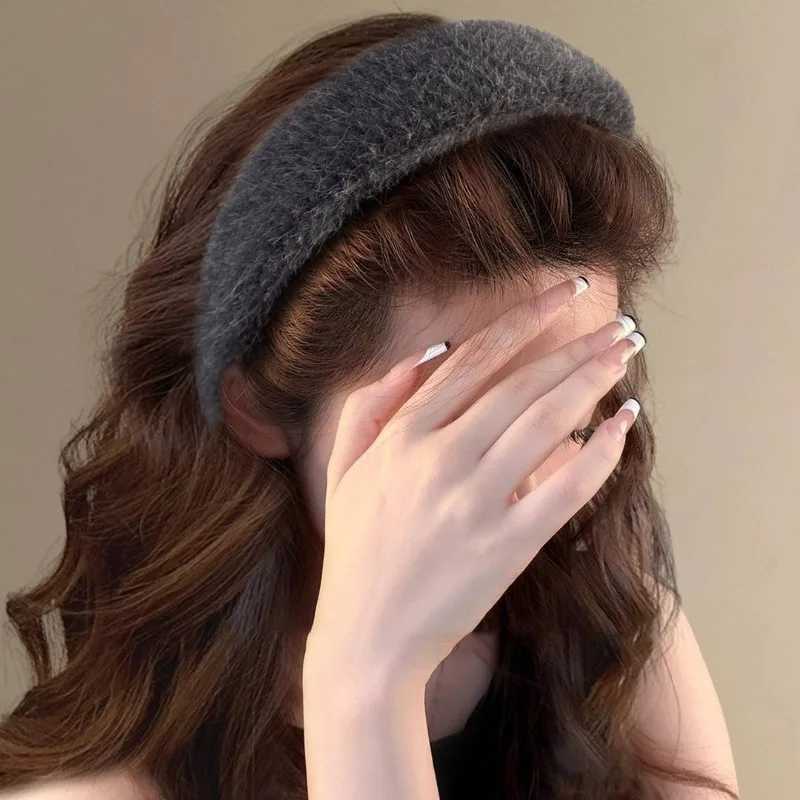 Korean Style Woolen Wide Version High Skull Headband for Women Sweet Hair Ornament Headband Band Hair Hoop Fashion Accessories D260326