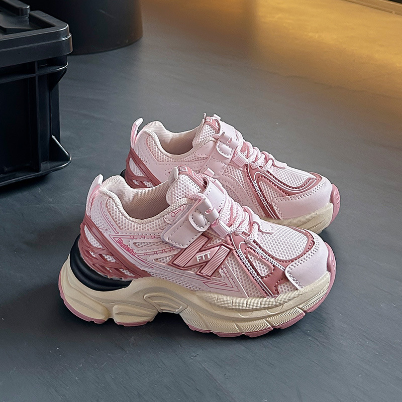 Fashion Kids Chunky Sneakers Girls Pink Mesh Non-Slip Casual School Casual Shoes for Toddler Little Kid Daily Walking Free shipping