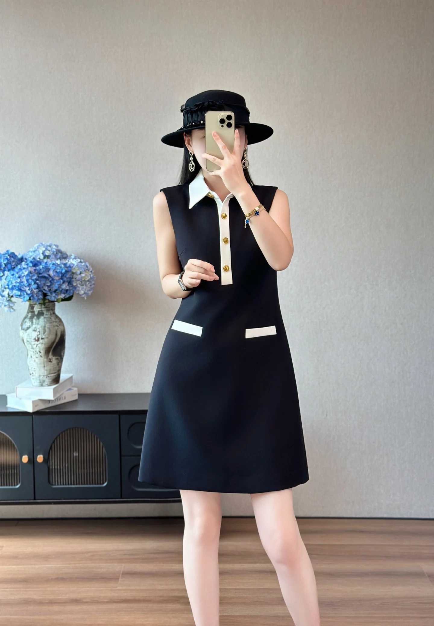 ZJYT New Fashion Summer Womens Casual Dress 2026 Elegant Sleeveless Hit Color Mini Black Dresses Female Clothes Vestidos Lady M260326