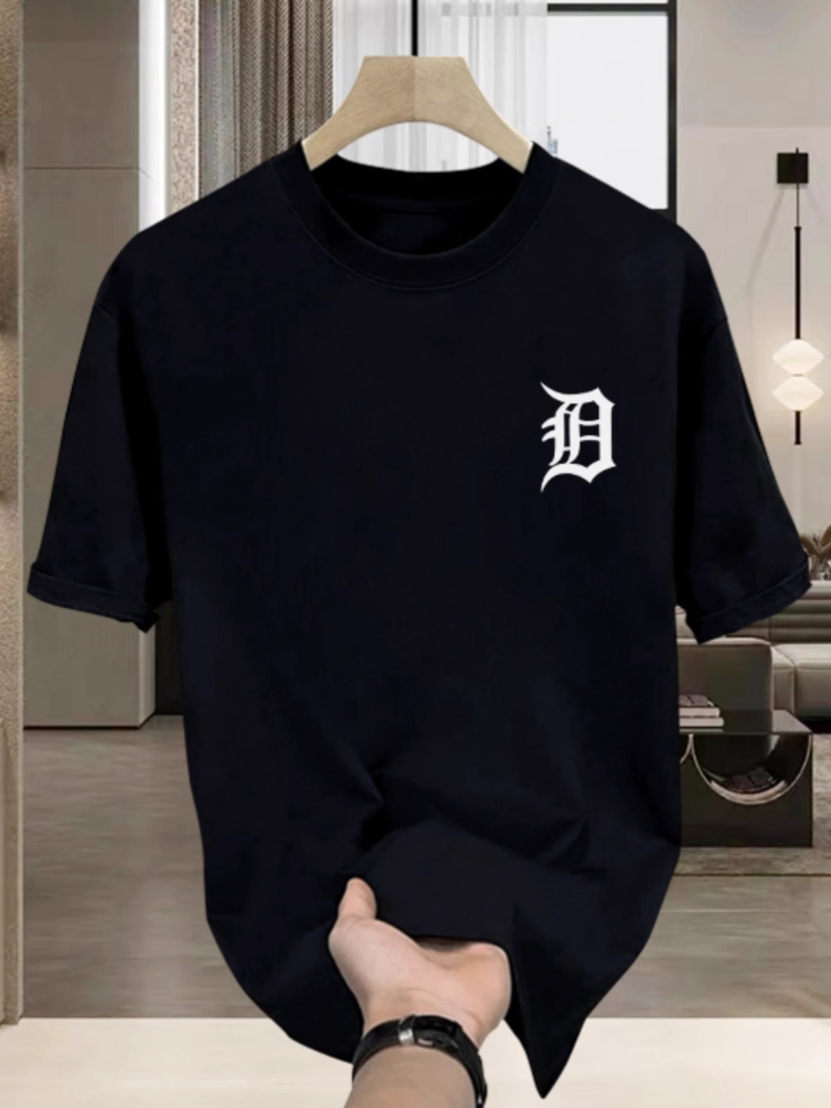 Premium Men's 100% Cotton T-Shirt, Loose Fit, Minimalist Graphic Print, Creative Design, Trendy Streetwear, Casual Tops