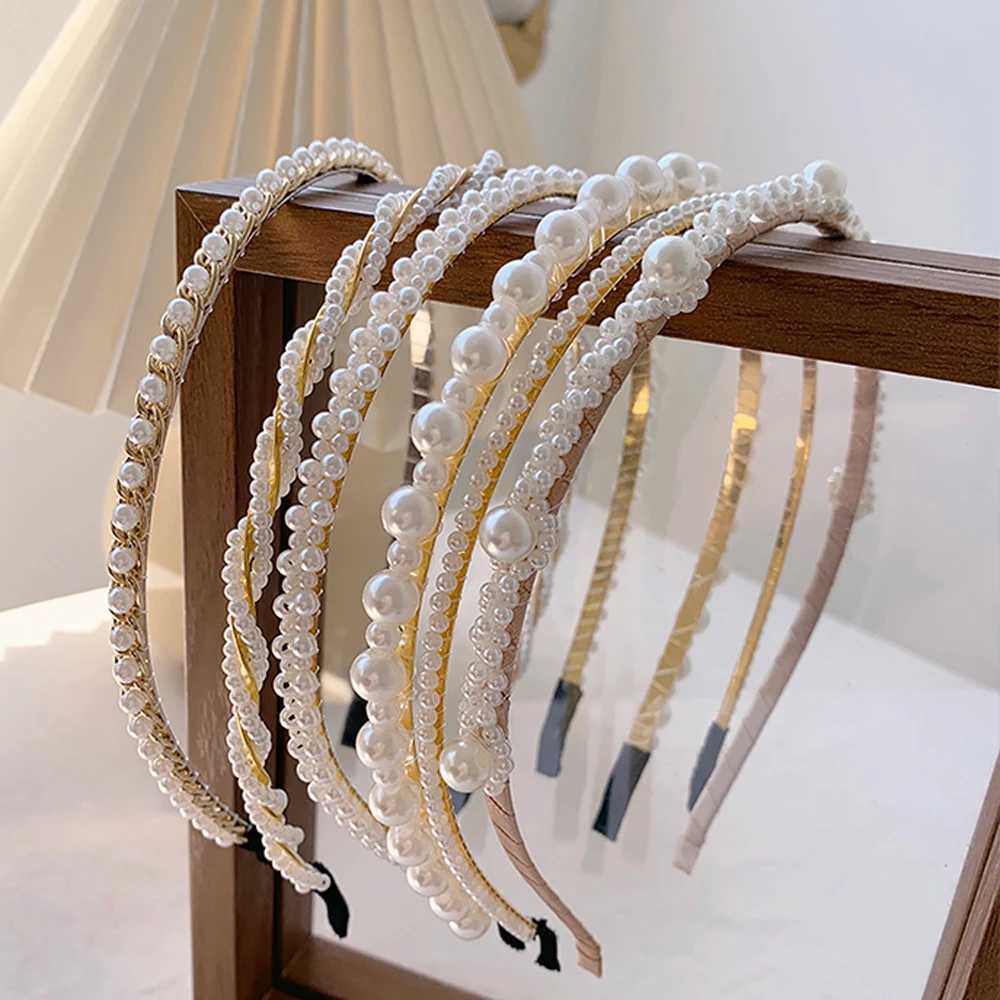 Girls Sweet Headwear Beaded Korean style Bow Pearl Headband Hair Accessories Hair Hoop Hair Band D260326