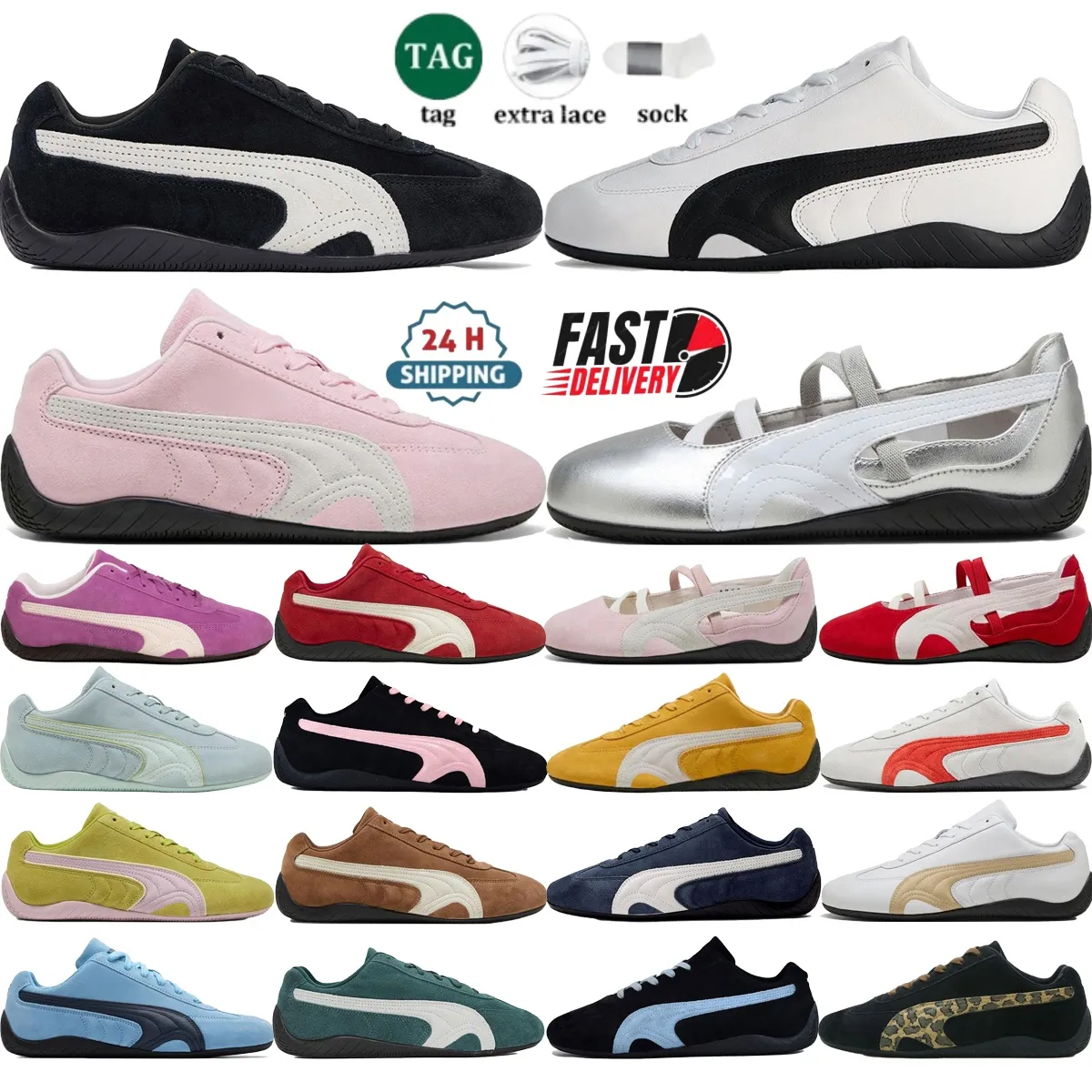 Designer Women Casual shoes Ballet flats sneakers women trainer black mauve mist Silver Germany Speed cats suede Whisp of Pink Bella leather shoe 36-45