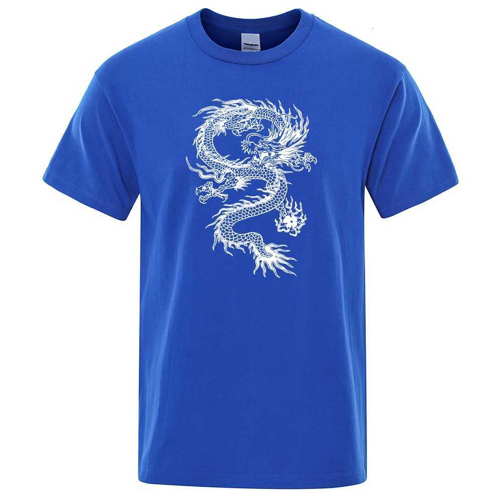 Chinese Style White Dragon Men Tshirts Fashion Breathable T Shirts Loose Cotton Tee Clothing High Quality Brand Male T-Shirt C260326