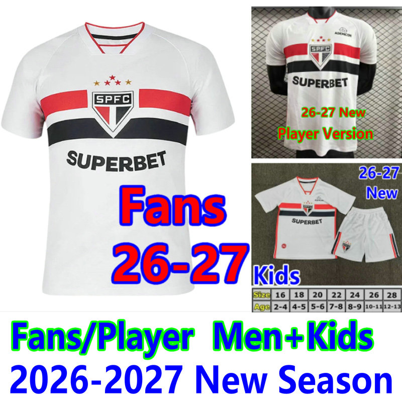 2026 Sao Paulo JAMES soccer Jerseys 26 27 home away PATO camesitas futol CALLERI REINALDO LUCIANO GALOPPO RAFINHA PABLO MAIA LUCAS football shirt Men kids uniforms