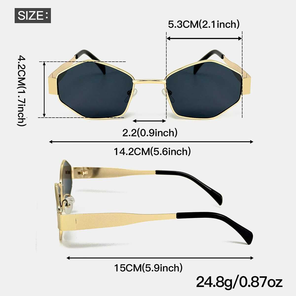 2Pcs Fashionable Oval Polygonal Frame Combination Sunglasses Metal Frame Pc Lenses Fashionable Wear Holiday Gifts D260326