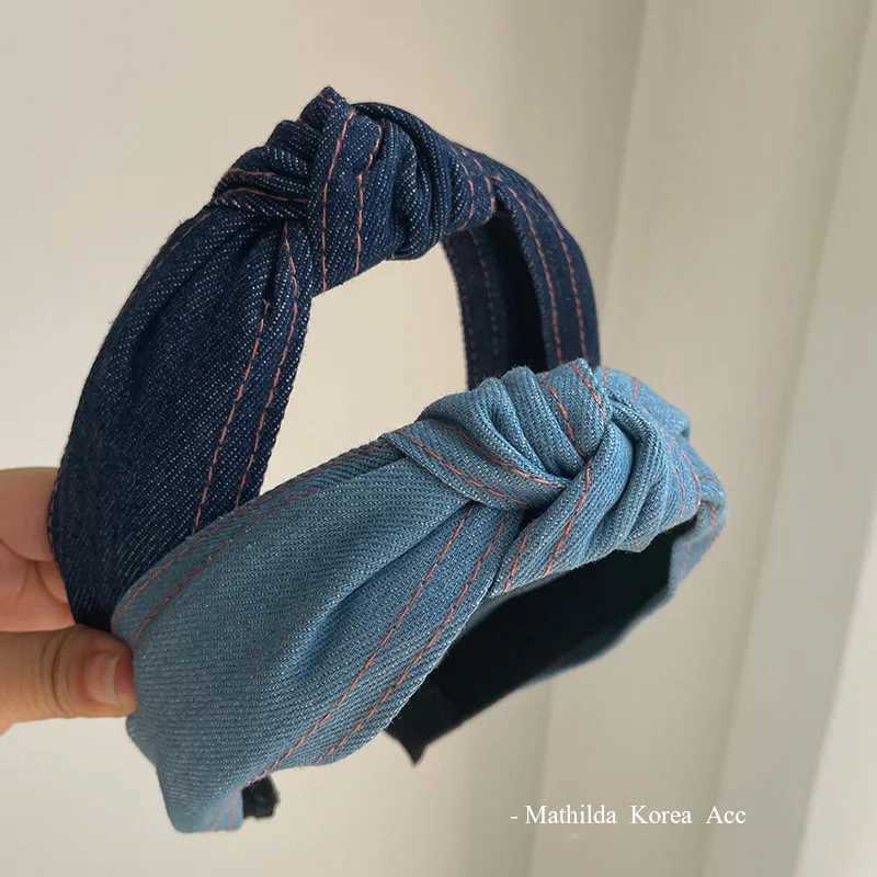 Cowboy Korean style Headband hair woman fabric twisted headbands hair accessories simple hair bands girls hoop cute hair clips D260326