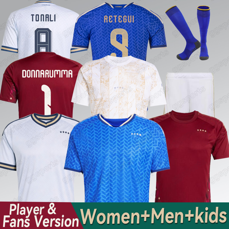 2026 ItalyS national football team Soccer Jerseys RETEGUI BARELLA FRATTESI PELLEGRINI VERRATTI 26 27 Italia Women Shirts GIRELLI TONALI Player Version Men Kids 1