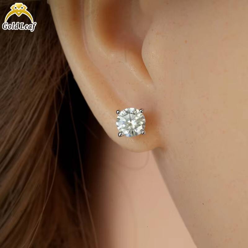 2CT Round Brilliant HPHT CVD Lab Grown Diamond Earring Lab Diamond Jewelry Earrings Women Men Push Screw Stud Earrings
