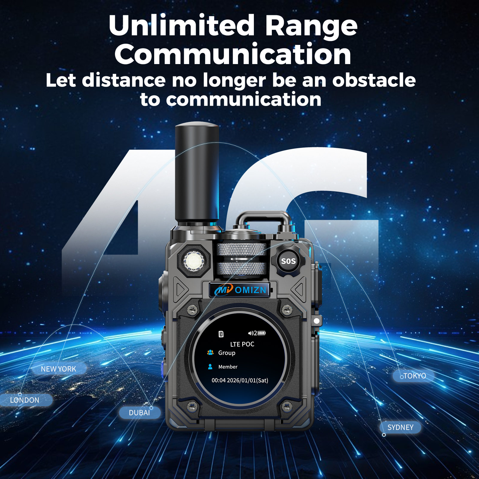 M10 Global Walkie Talkie Unlimited Range, 4G LTE Long Distance Two Way Radios, SOS Flashlight, AES256 POC PTT Radio for Outdoor Travel