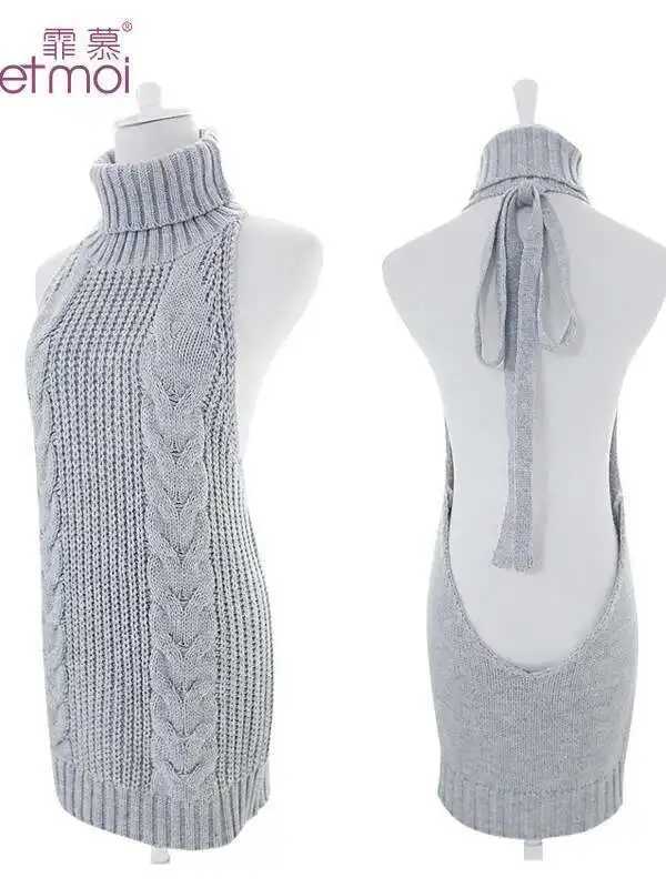 Turtleneck Sweater Mini Dress Backless Underwear Womens Sexy Uniform Dress Elegant Fashion Sweet Women 2023 New D0VL M260326