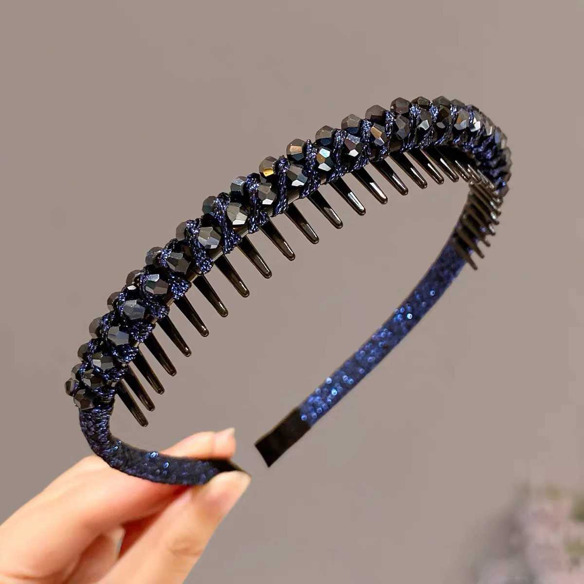 AWAYTR Simple Plastic Beads Headband Cute with Toothed Face Wash Hair Hoop Korean Make Up Hairband Non-slip Girl Hair Accessorie D260326