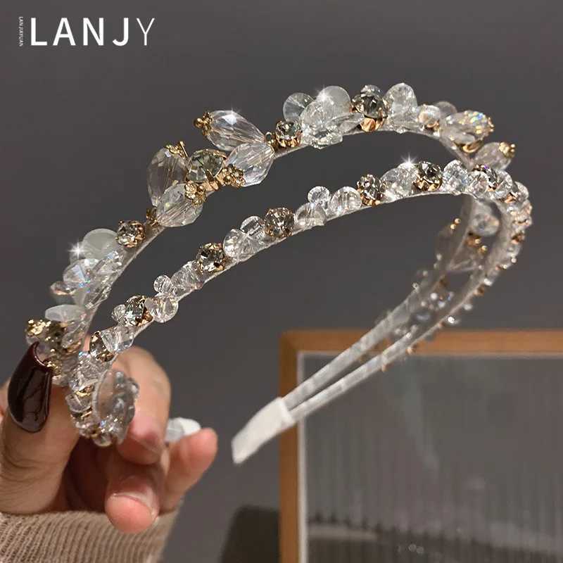 New Fairy style Double layered Crystal hair accessories headband womens Hands Pressed Hair Hoop Versatile Hair Clips for women D260326