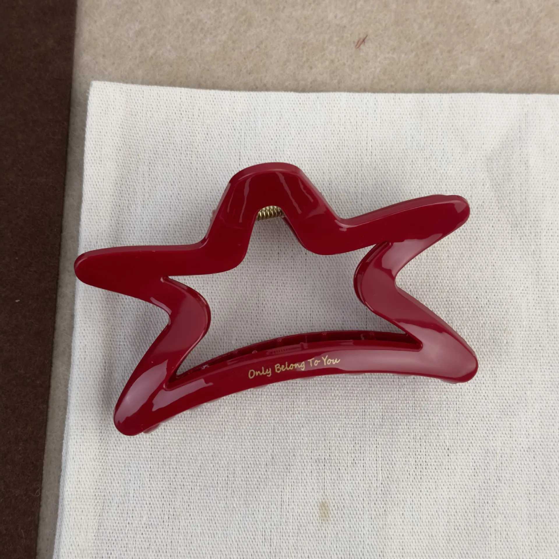 French Red Collection Large Grip Letters Gold Label Back Head Updo Shark Clip Hair Accessories Headwear Hairpin Hair Claw H260326