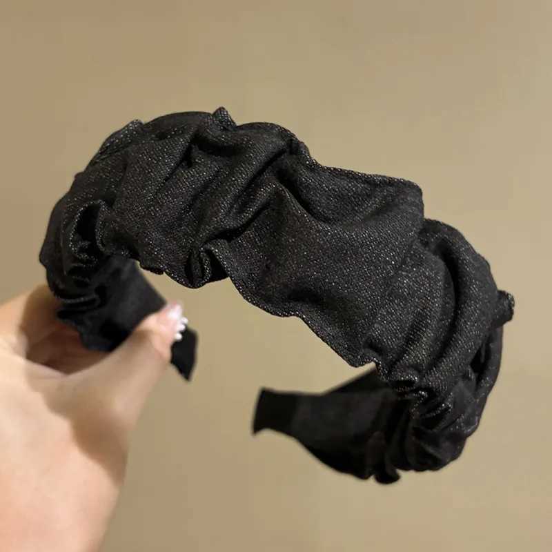 2pc Fashion Vintage Solid Denim Hairband Hairpin for Women Girls Elegant Korean Hair Hoops Headband Accessories D260326