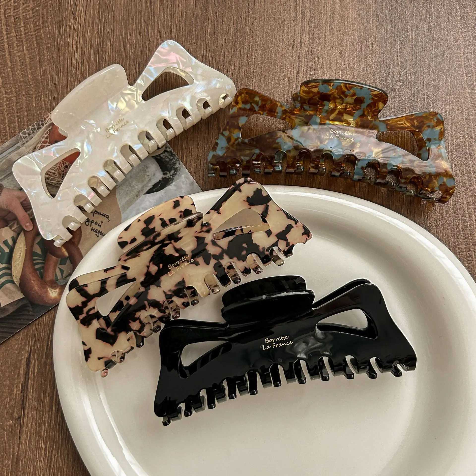 13CM Large Butterfly Knot Hollow out Hair Claw Retro Imitation Acetate Hair Clip for Women Big Volume Shark Clamp Hair Accessor H260326