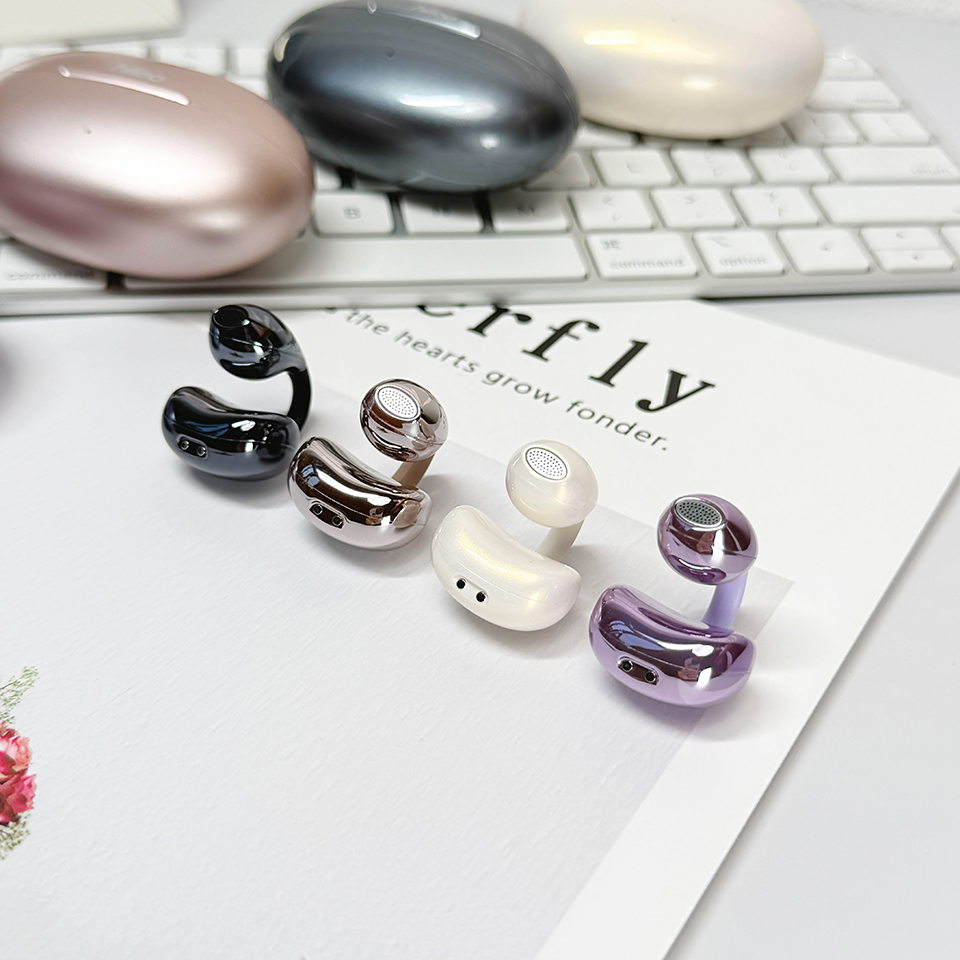 Open Ear Clip Wireless Bluetooth Earphones, Sport Ear Hook Headset, ENC HD Clear Call, Multi-Point Connection, 8 Hours Single Playtime Driving Running