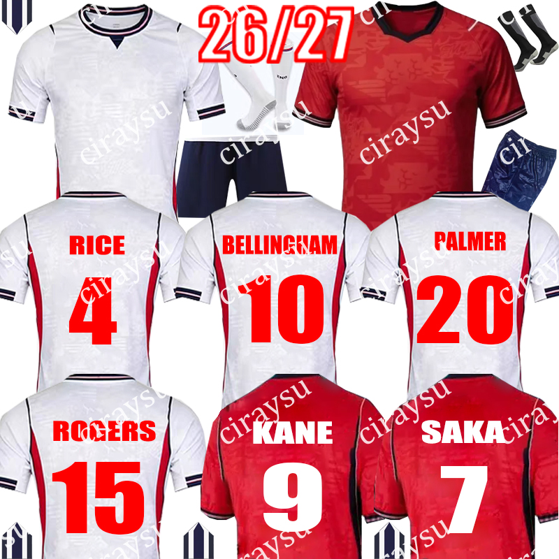 26 27 World Cup England football shirt designer BELLINGHAM soccer jerseys short sleeve for Women men Kids Kit sports player fans KANE SAKA RICE FODEN National Team Kid