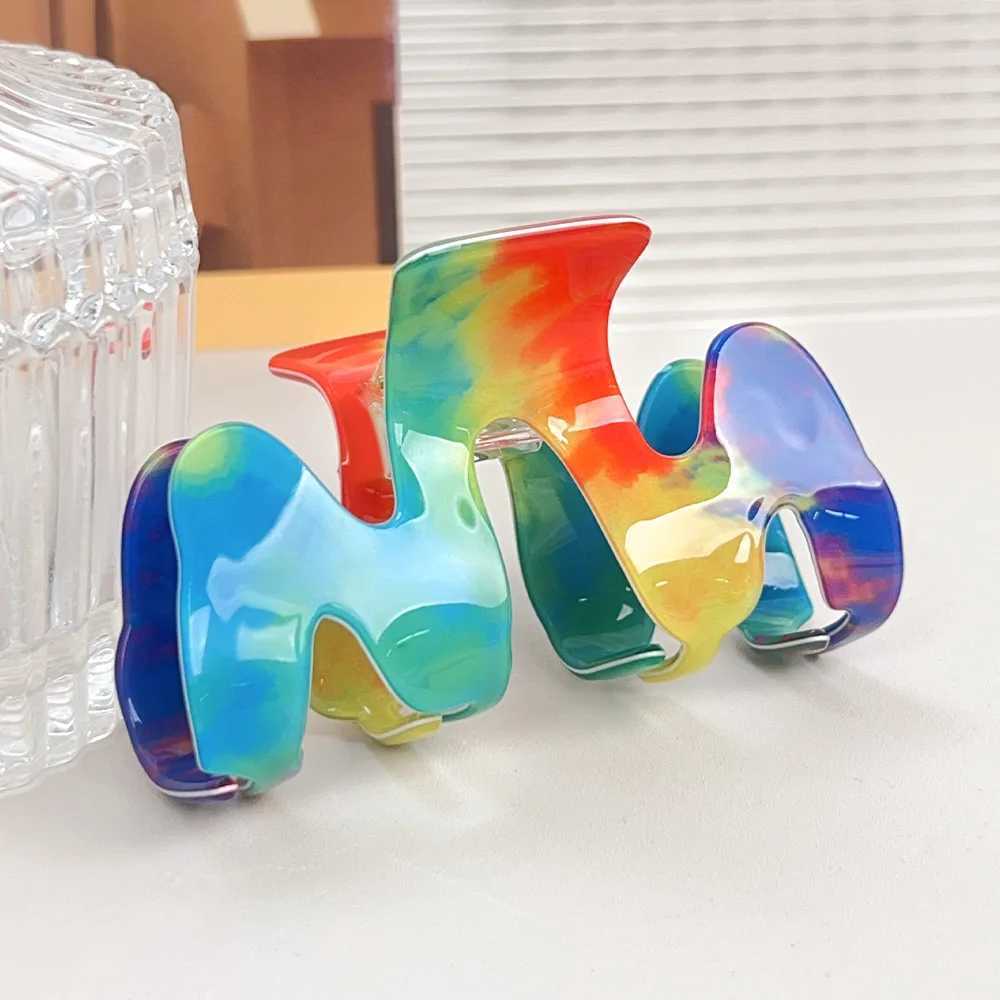 1pc Dopamine Rainbow Grip M-shaped Colorful Fresh Hair Clip with Advanced Hairpin Shark Clip Medium Hair Accessories H260326