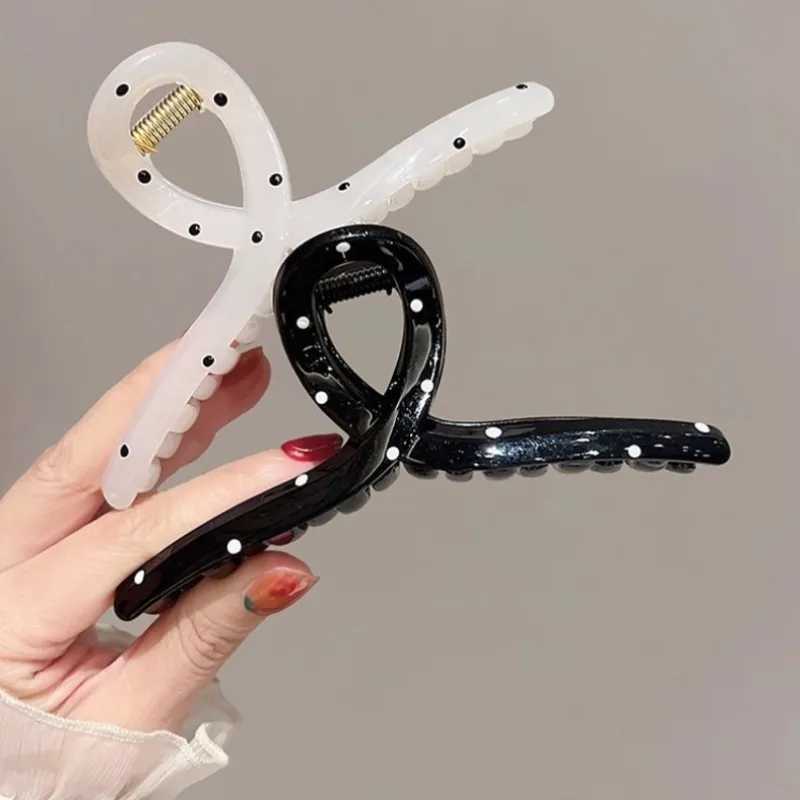 Black White Bowknot Hair Claw for Women Korean Elegant Bow Hair Clips Crab Hairpins Barrette Girl Hair Accessories H260326