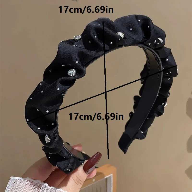 1pc womens satin black broken drill bit headband high skull top French headband hair accessory D260326
