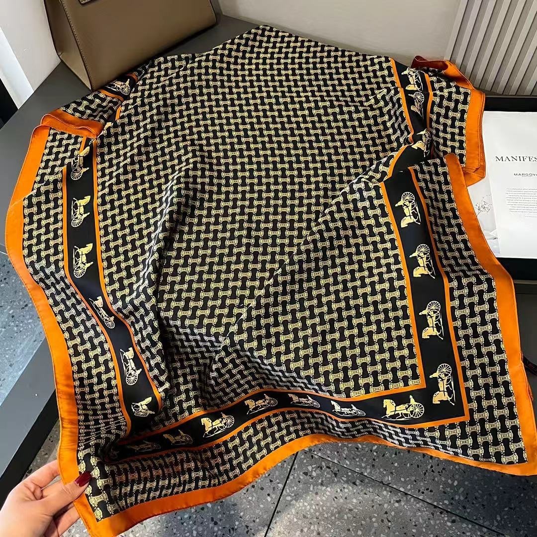 26 Years High-end Feel Imitation Silk Shawl Veil Sunscreen Brocade Long Strip Scarf