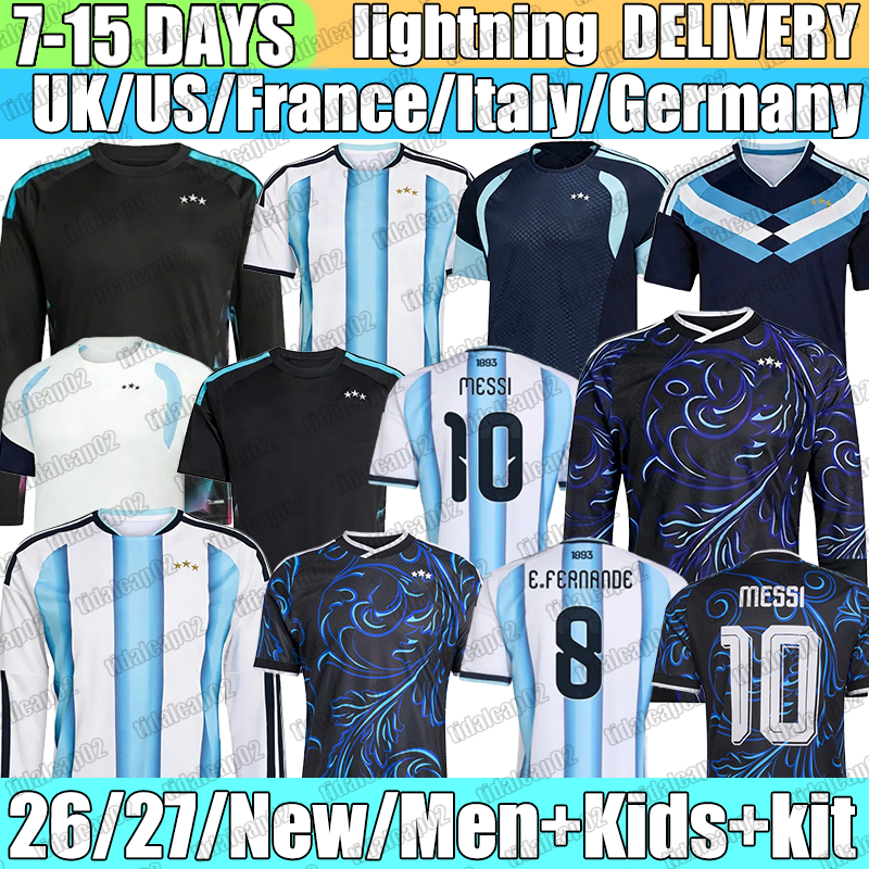 Argentina MESSIS Soccer Jerseys J. ALVAREZ DE PAUL E.FERNANDEZ ROMERO Jerseys DI MARIA GARNACHO L. MARTINEZ MAC ALLISTER 26 27 football shirt Fans Player Men kids kit