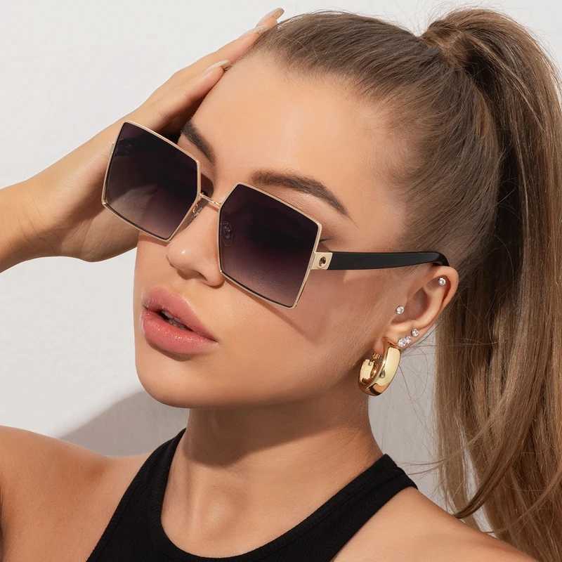 Hiking Camping New Oversized Square Anti Light Glasses Women New Vintage Brand Metal Men Shades Retro Flat Top Eyeglasses UV400 D260326