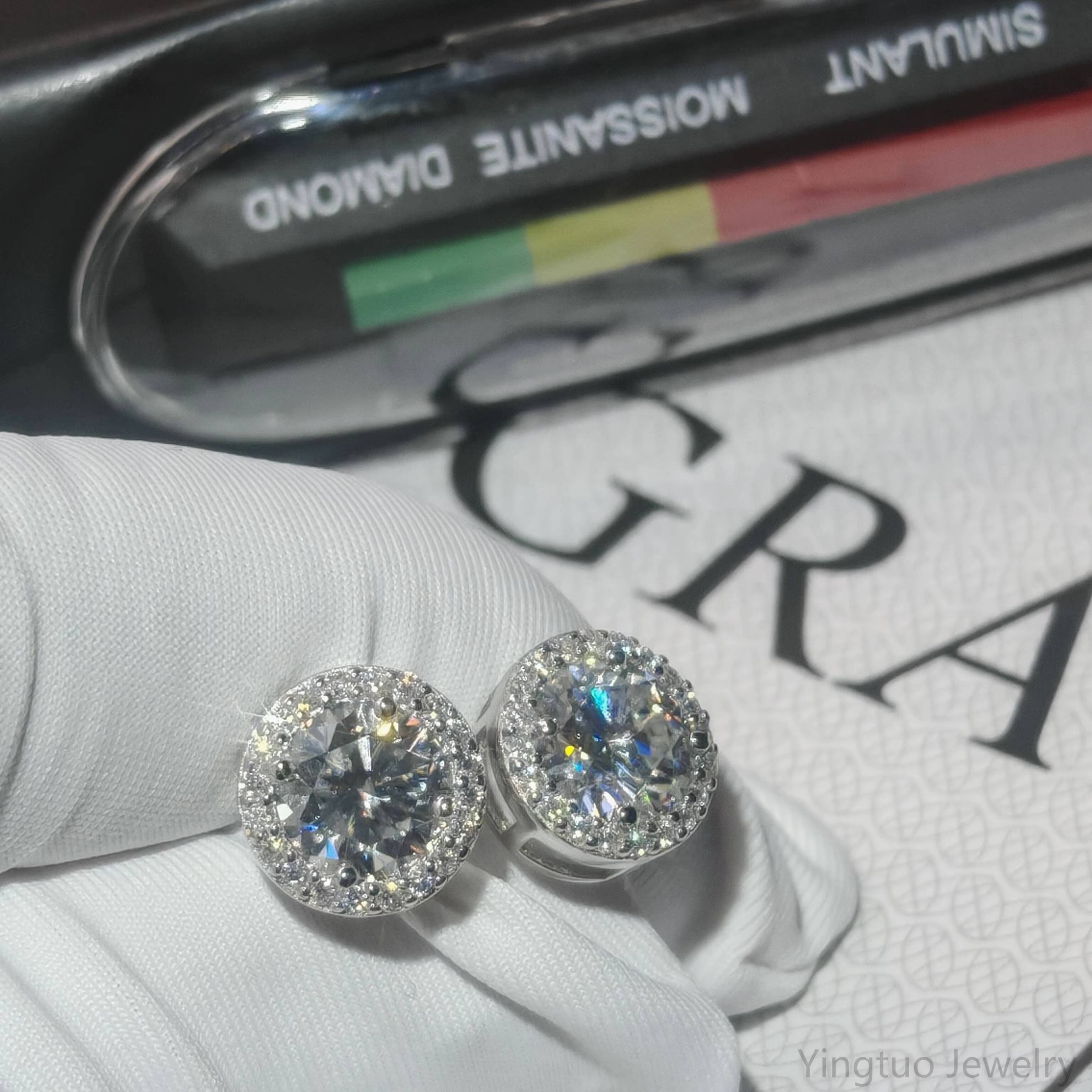 Wholesale Priced S925 Silver 50mm/65mm/80mm D Color VVS Women HipHop Earrings With GRA Certificate
