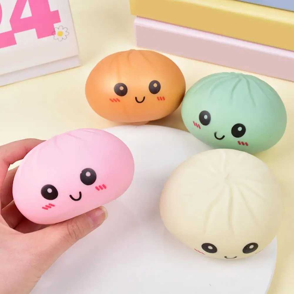 Stress Relief Steamed Bun Toy Portable Travel Slow Rising Smiling Bun Sensory Toy Kids Adults Soft Stress Toy H260326