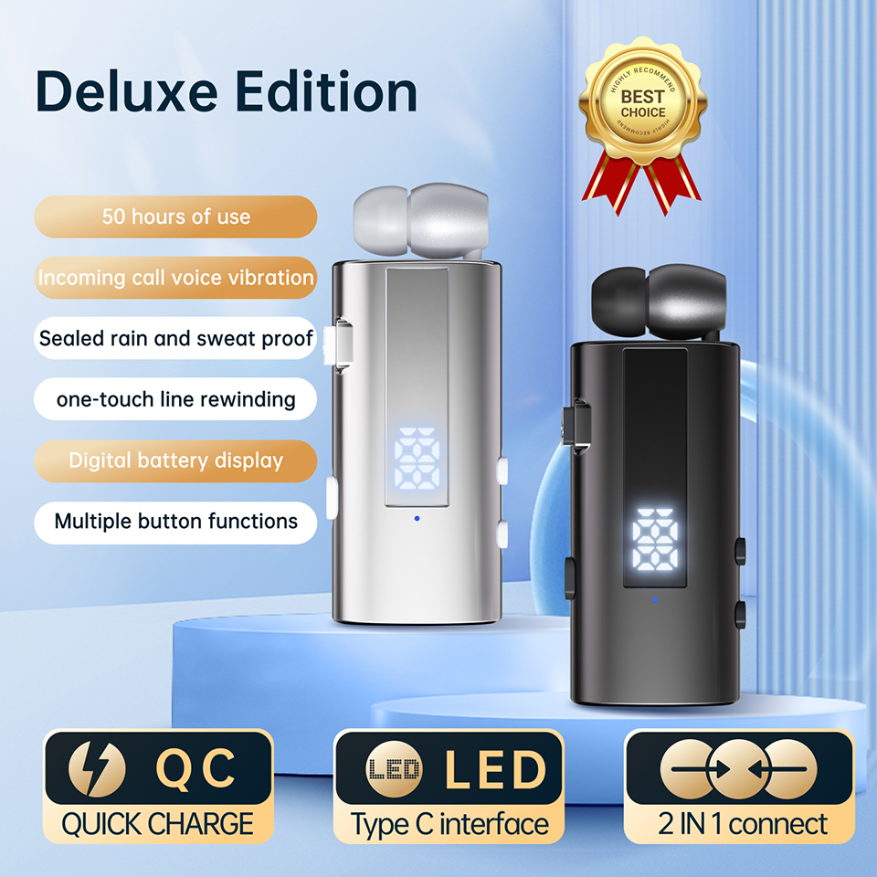 K92 Collar Clip Business Bluetooth Earphones | No Tangled Wires, Vibration Call Alert, LED Power Display for Cycling