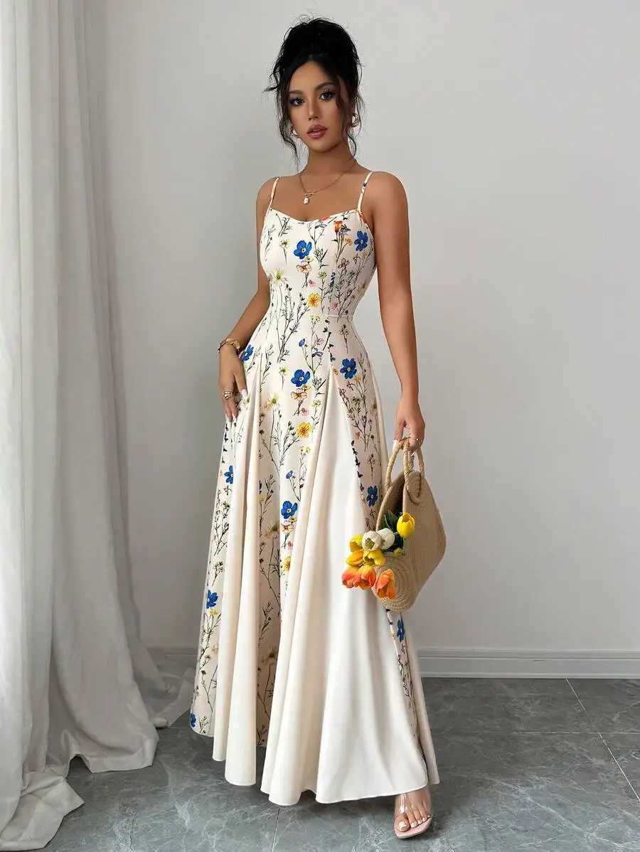EleGant Floral Print SLeeveless Maxi Dress for Spring Summer M260326