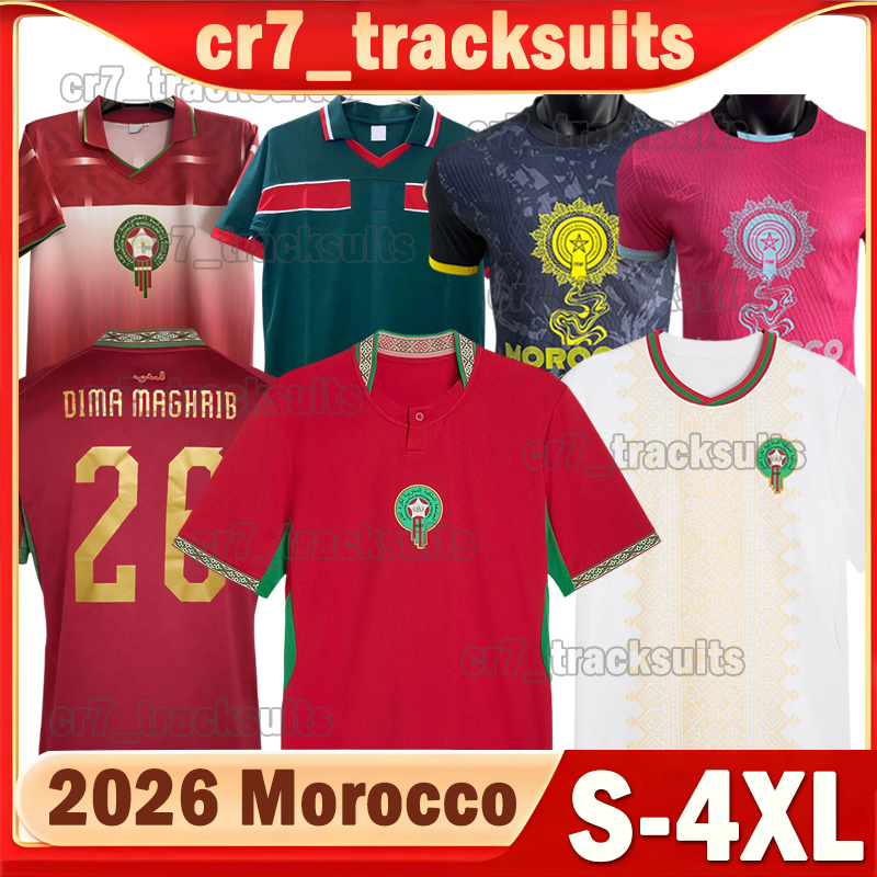 XXXL 4XL 2026 Morocco national football team Soccer Jerseys Retro 1994 98 Long Sleeves Football Shirts BRAHIM EL KAABI OUNAHI SAIBARI Player Version Men Uniforms