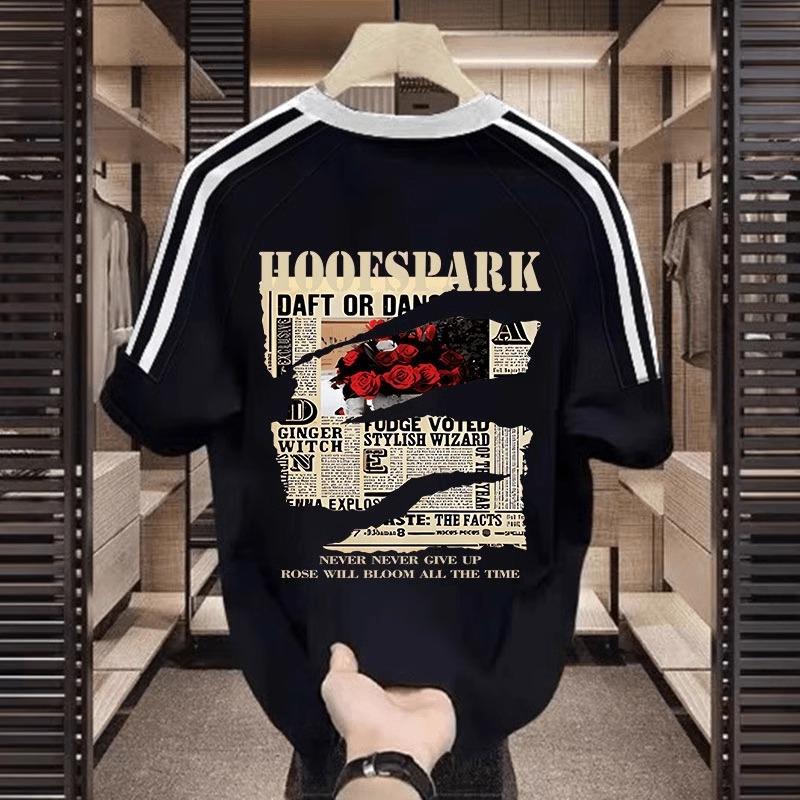 2026 New Arrivals American Streetwear T-Shirts | Graphic Striped 100% Cotton Short Sleeve Viral Couple Tops