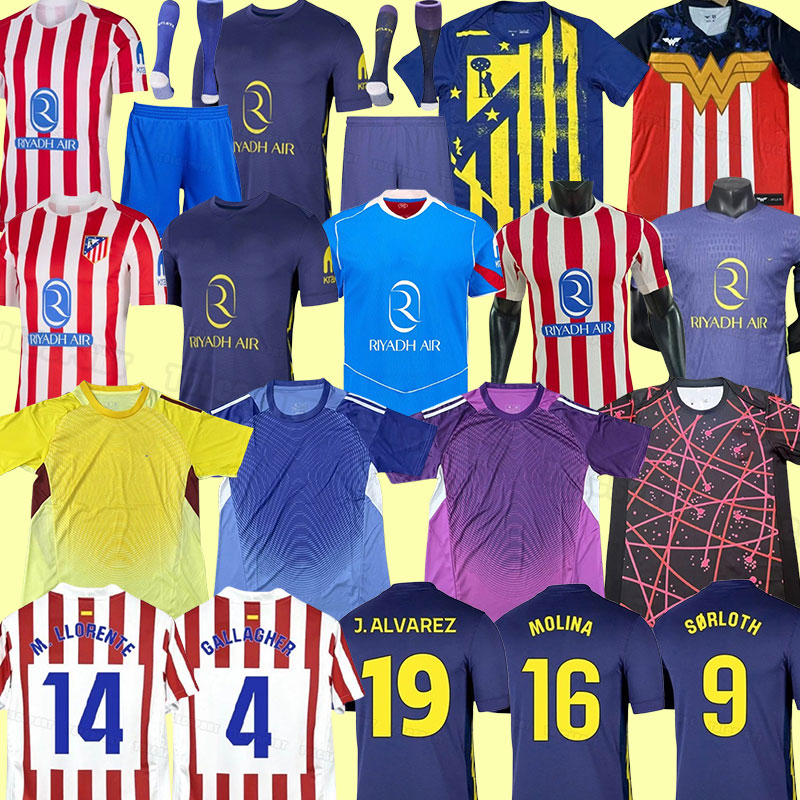 25 26 AtleticoMadrids soccer jerseys GRIEZMANN 2025 J.ALVAREZ M.LLORENTE KOKE SAUL Correa LEMAR football shirts men kids kit sets uniforms Le Normand Gallagher