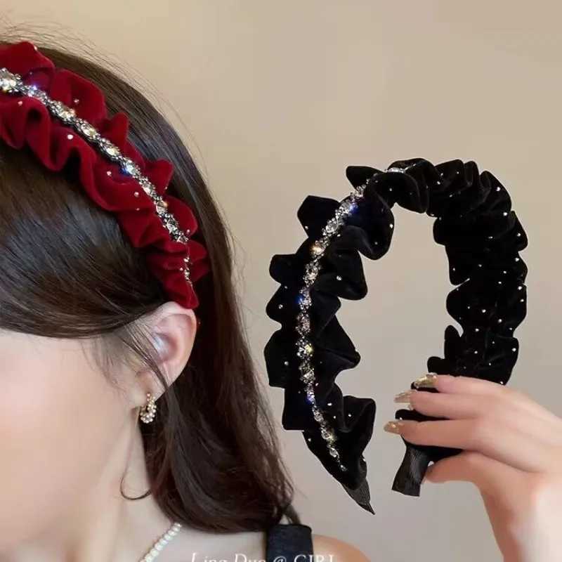 Velvet Rhinestone Hair Band Women Autumn Winter Luxury Versatile Headband Vintage Hair Accessories D260326