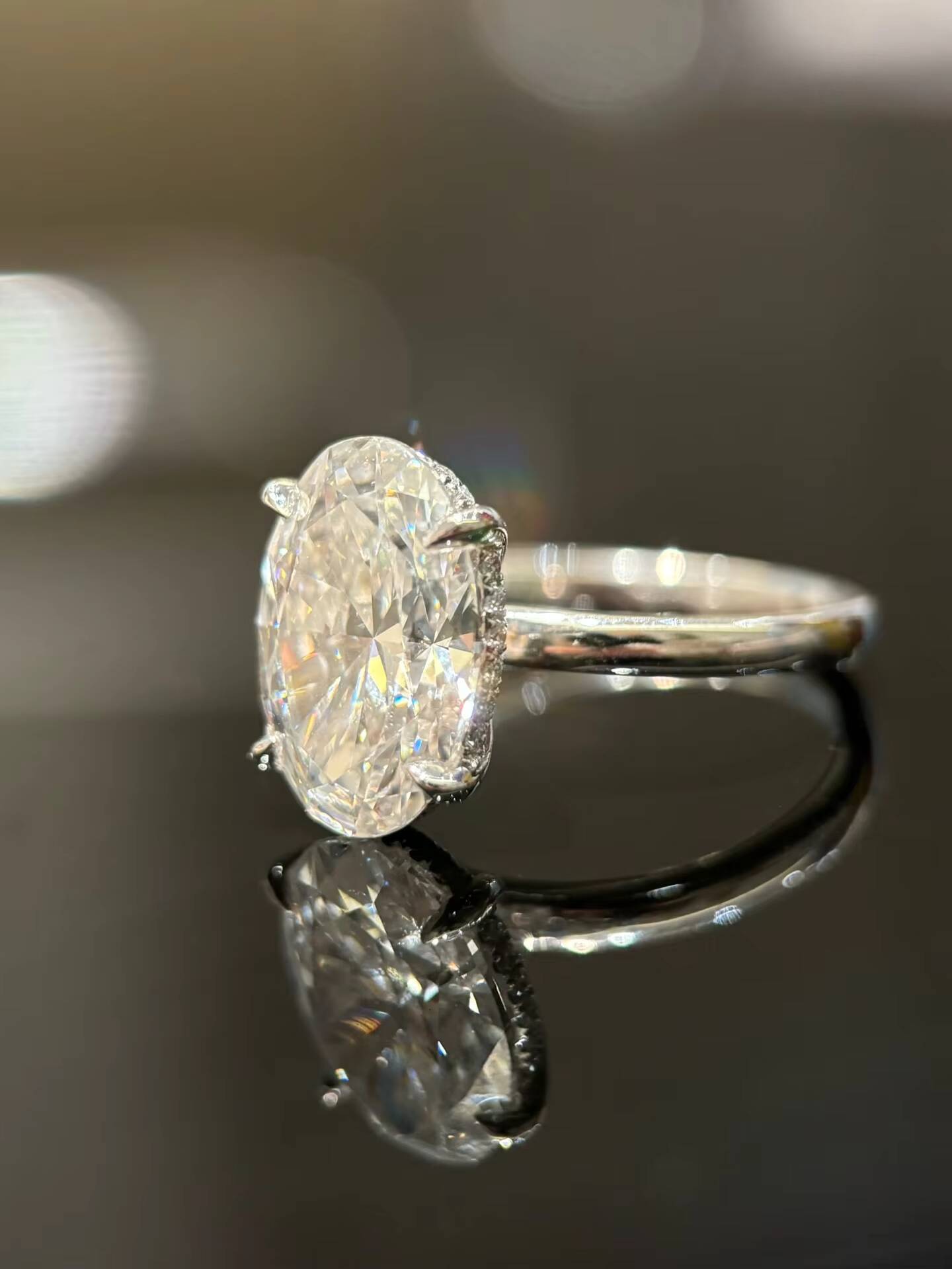 IGI Diamond Ring Custom Fine Ring Jewelry 5ct E VS Oval Cut Lab Grown Diamond Wedding Engagement Ring for Women