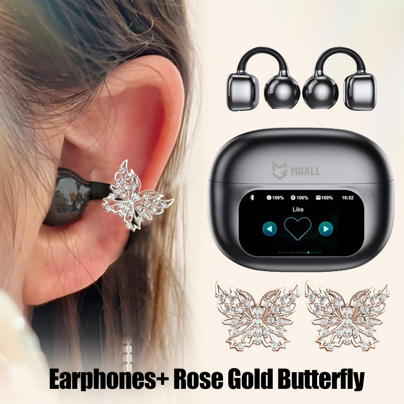 MGALL HY-C02 LED Power Display Earphones Wireless Bluetooth Headphones Mic Noise Cancellation Stereo Sound Earphones