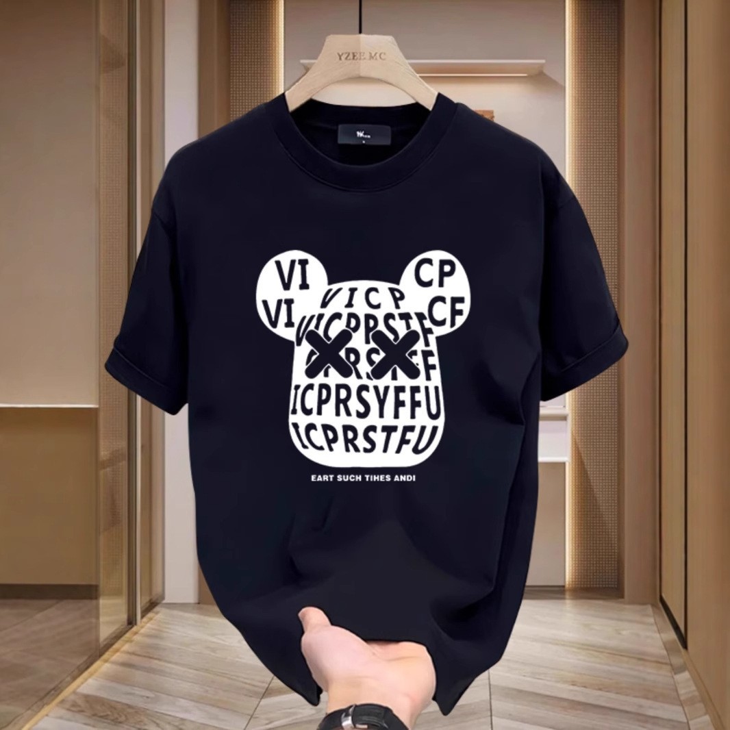 Men's Summer Heavyweight Cotton T-Shirts | Streetwear Creative Cartoon Graphic Comfortable Versatile Crew Neck Tops