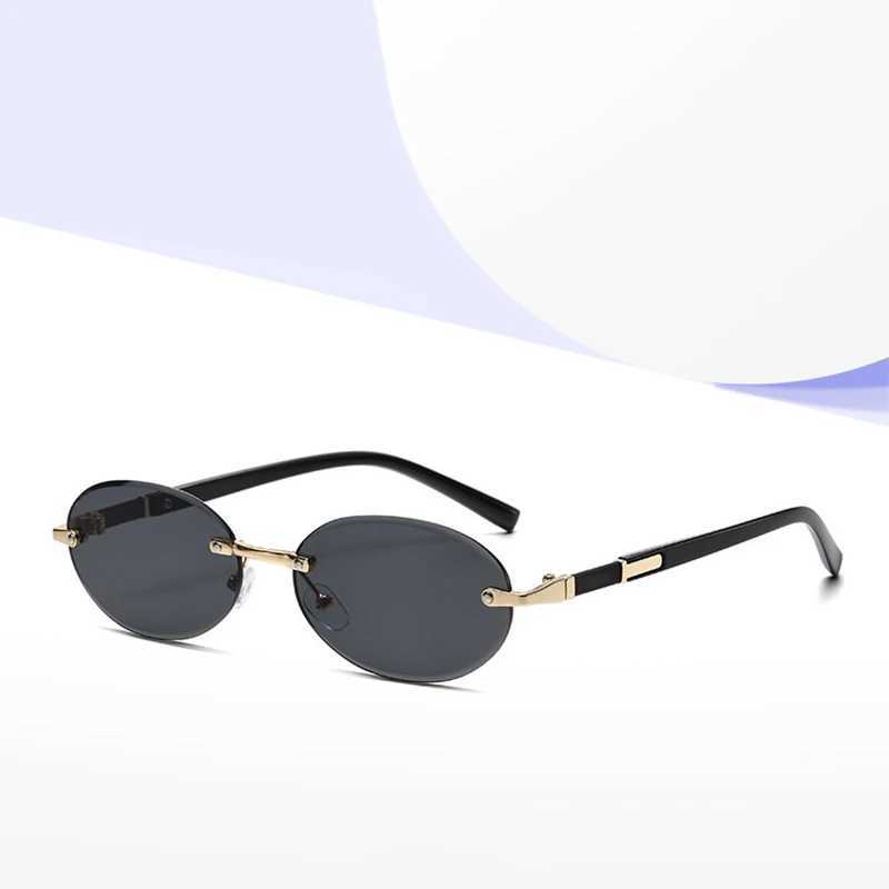 Fashion Rimless Oval Sunglasses For Women Classic Populor Simple Small Frame Sun Glasses Outdoor Photography Accessory Eyewear D260326