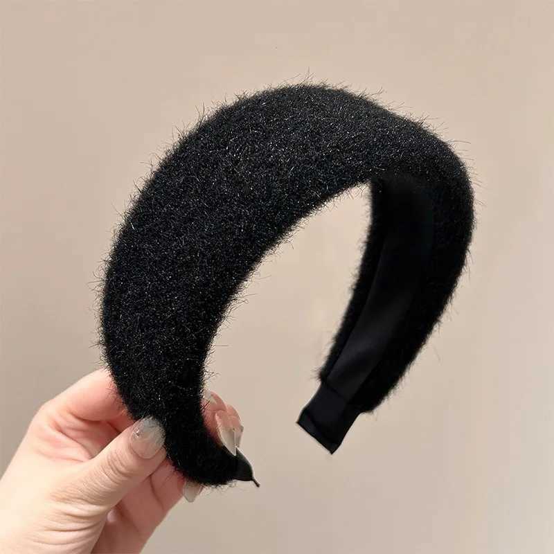 Korean Style Woolen Wide Version High Skull Headband for Women Sweet Hair Ornament Headband Band Hair Hoop Fashion Accessories D260326
