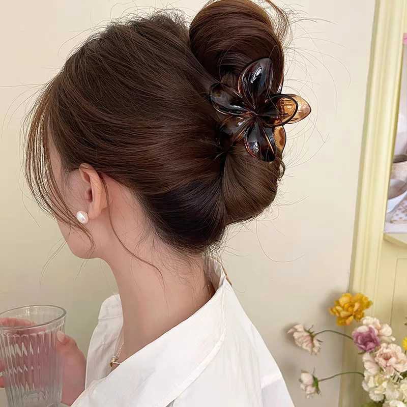 Leopard Print Flower Hair Claw Clips Women Girls Hawaiian Gradient Hairpins Hair accessories Shark Barrettes Sweet Shark Claws H260326