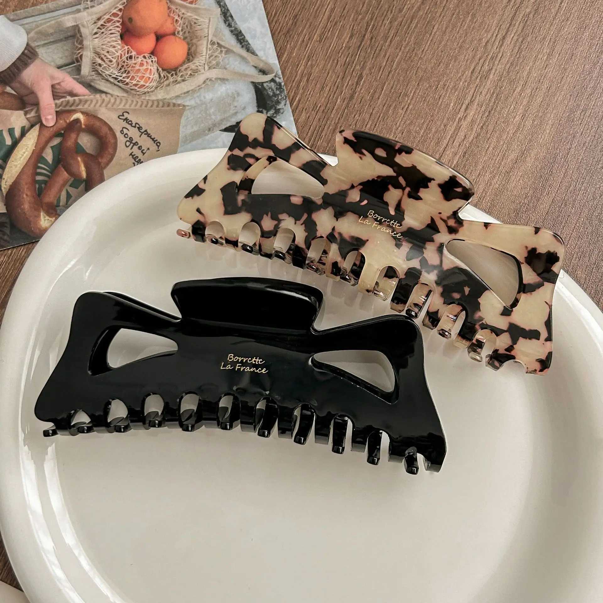 13CM Large Butterfly Knot Hollow out Hair Claw Retro Imitation Acetate Hair Clip for Women Big Volume Shark Clamp Hair Accessor H260326