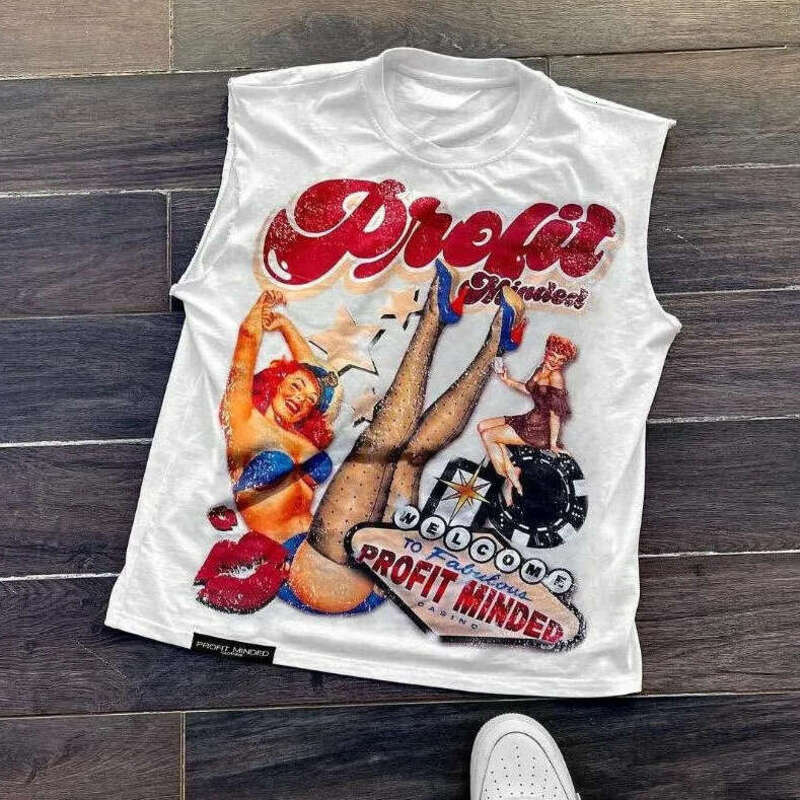 Men's T-Shirts Summer Tees Polos Hip Hop Fashion Casual White Tee Short Sleeved Sleeveless Shirt Punk Loose Women Trend Tops Aesthetic Men's