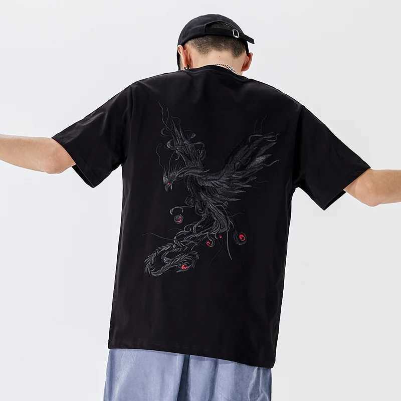 Fashion Embroidery T Shirt Man Phoenix Vintage T Shirt woman Japanese Harajuku T Shirt Cotton Summer Tops Big Size Short Sleeve C260326