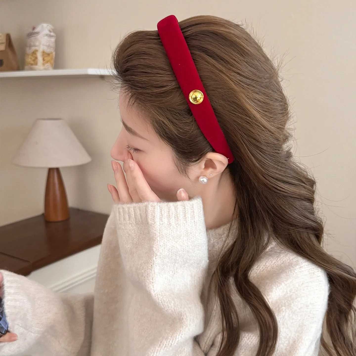 Festive Party Red Velvet Hairbands Headband Women Girls Scrunchies Hair Head Hoop Bands Accessories Headdress Headwear Ornament D260326