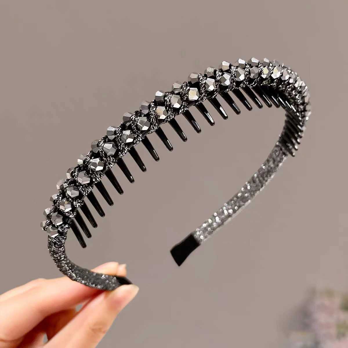 AWAYTR Simple Plastic Beads Headband Cute with Toothed Face Wash Hair Hoop Korean Make Up Hairband Non-slip Girl Hair Accessorie D260326