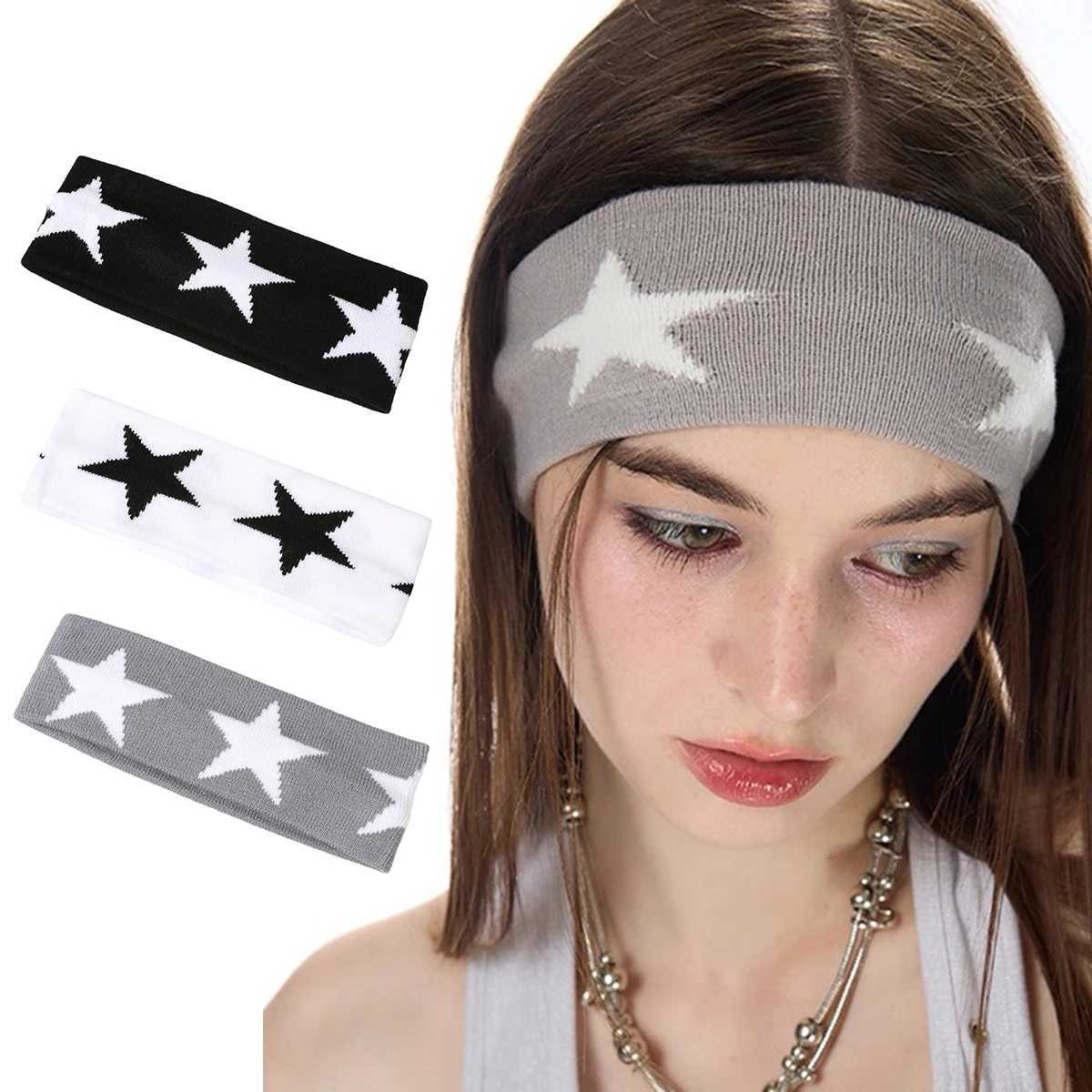 Star Print Solid Color Headband for Women Girl New Cotton Hair Accessories for Daily Fashionable Soft Hairband D260326