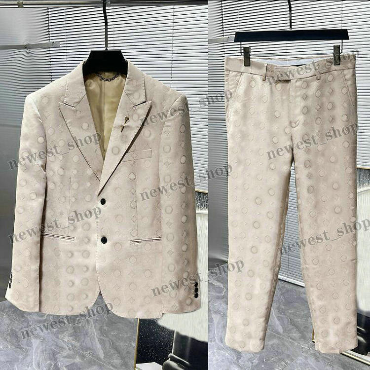 designer Mens Suits Blazers Western style clothing men jacquard Blazer old flowers apricot autumn luxury outwear man Slim fit letter dress suit pants 4XL